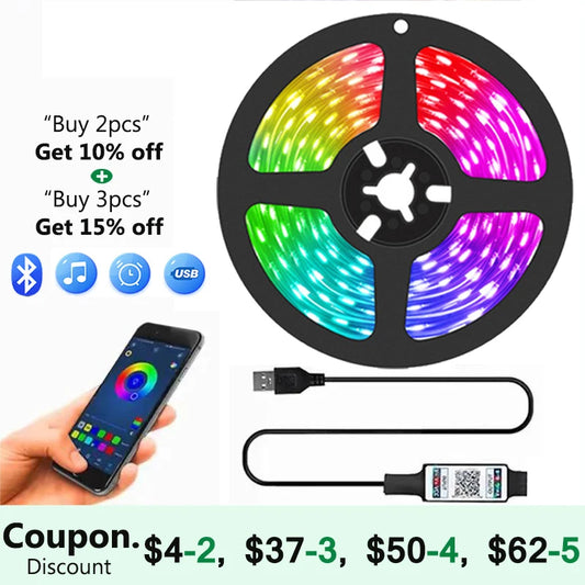 Led Strip For Tv Back Light Led SMD5050 RGB Lights Phone Bluetooth Smart Control USB 5v 5M Led Strip Light